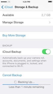 Screenshot - iCloud Backup on 3G